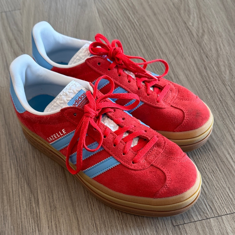 Adidas Gazelle Red with Blue Stripes